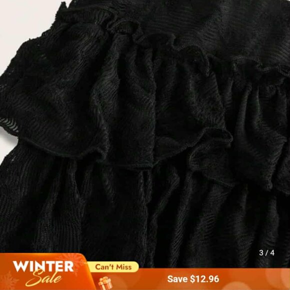 SHEIN ICON Black Lace High Low Tiered Skirt | Size M - Picture 3 of 8